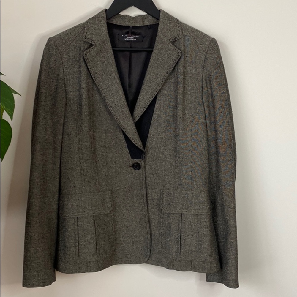 Elie Tahari Black Tweed Blazer. Size 10